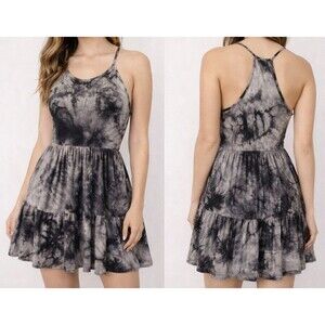 Olivia Rae New Womens XS Dress Multicolor Racerback TieDye Ruffle Sundress Beach